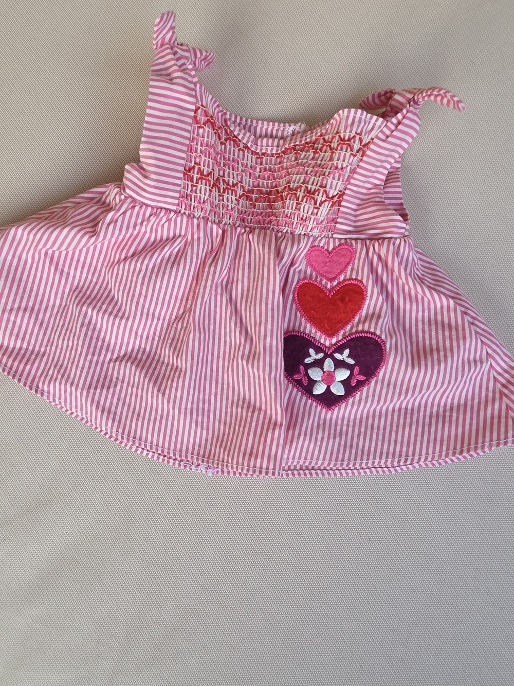 American Girl Bitty Baby Striped Heart Patch Sundress